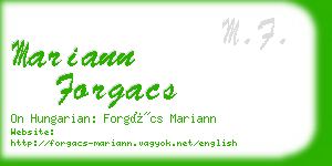 mariann forgacs business card